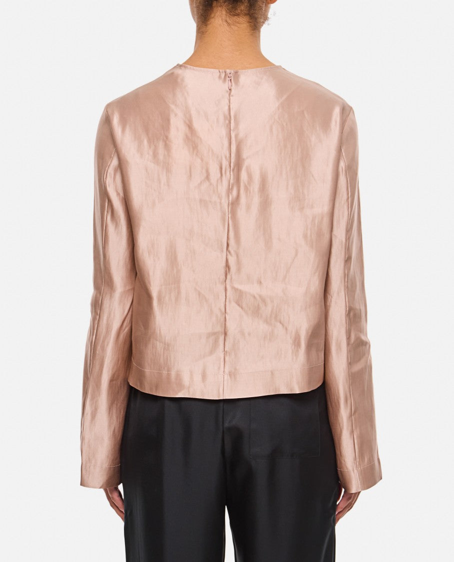 Loulou Studio Silk And Linen Round Neck Blouse