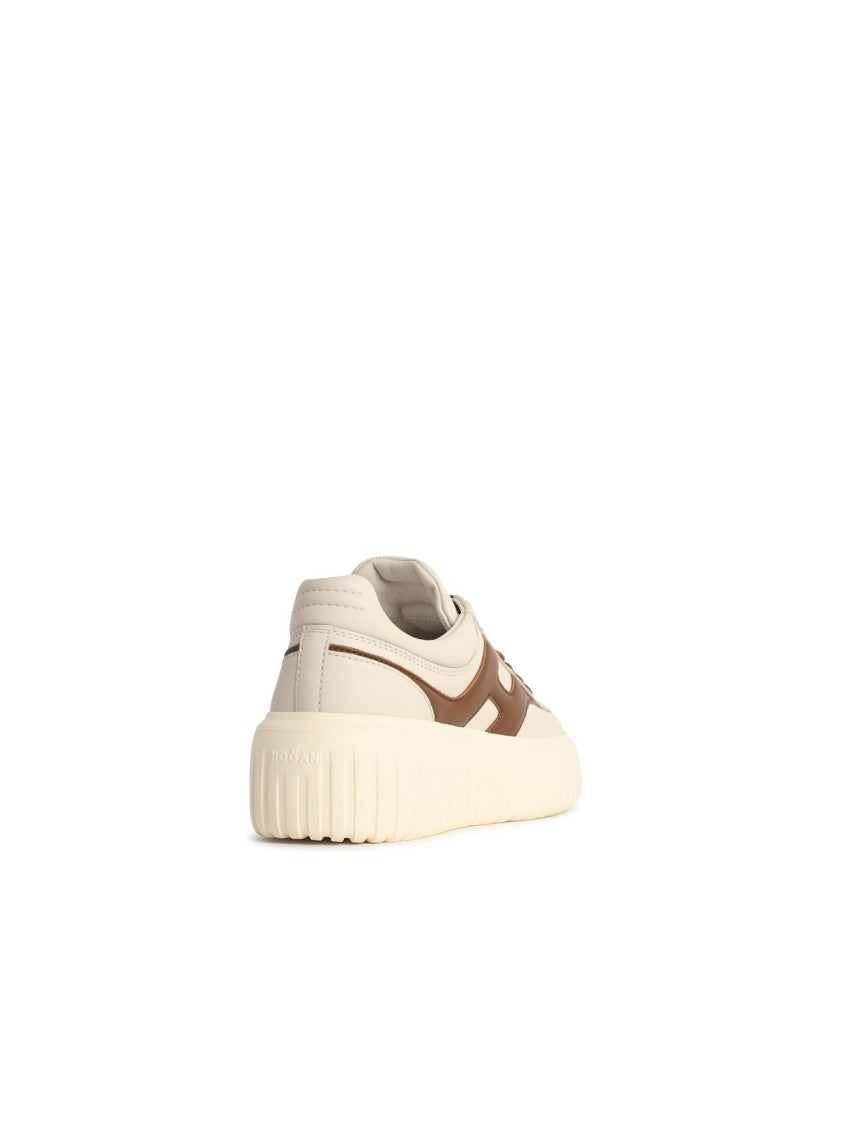 Hogan 'H Stipes' Ivory Leather Sneakers