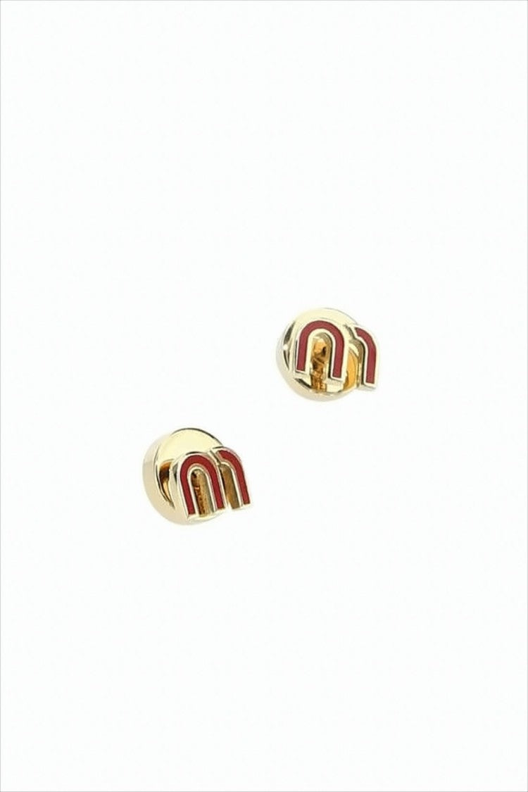 Miu Miu Enameled Gold-Tone Stud Earrings