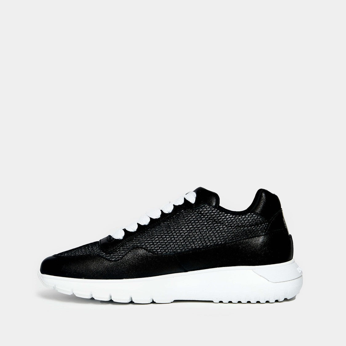 Hogan Black Pearl Leather And Technical Fabric H371 Sneaker