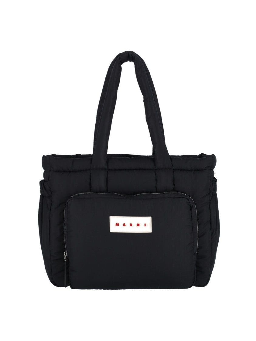Marni Quilted Black Tote Bag With Dual Handles