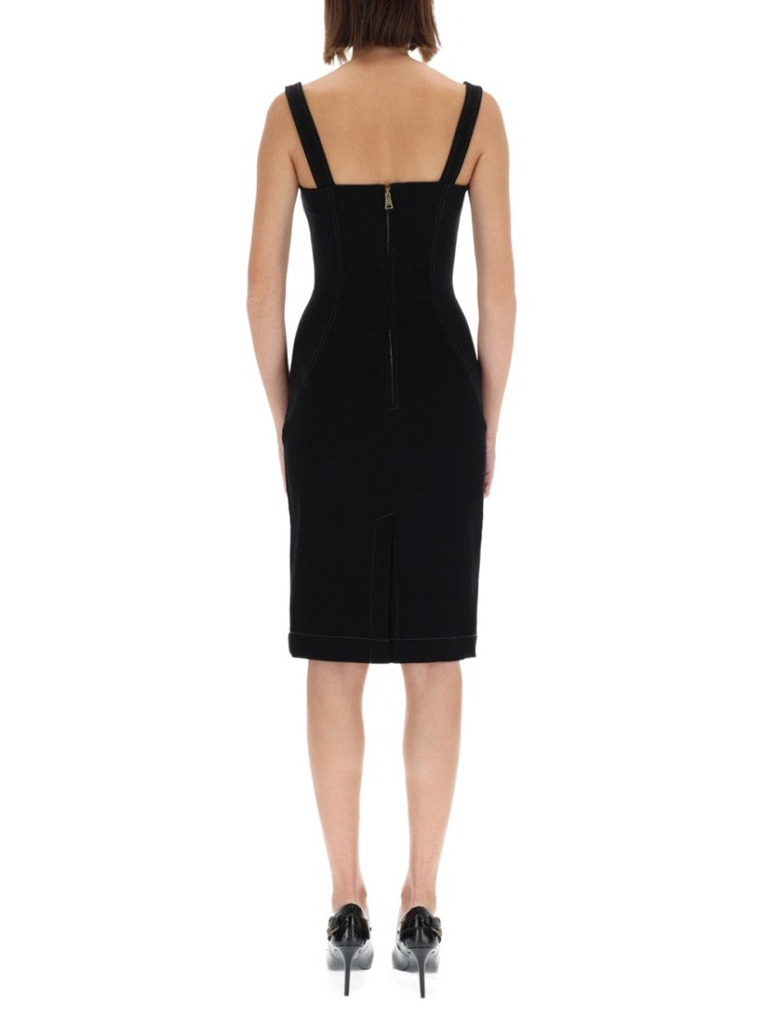 Versace Jeans Couture Black Buckle-Detail Fitted Mini Dress
