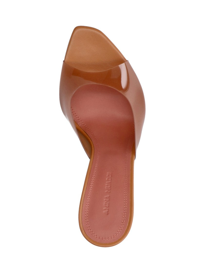 Amina Muaddi Pink Translucent Sculpted Stiletto Mule