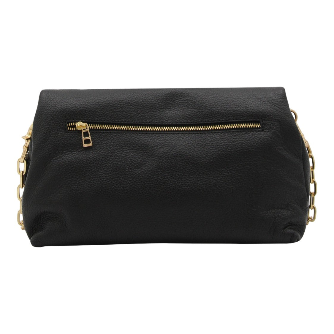 Zadig & Voltaire Textured Black Handbag With Gold Wing Emblem