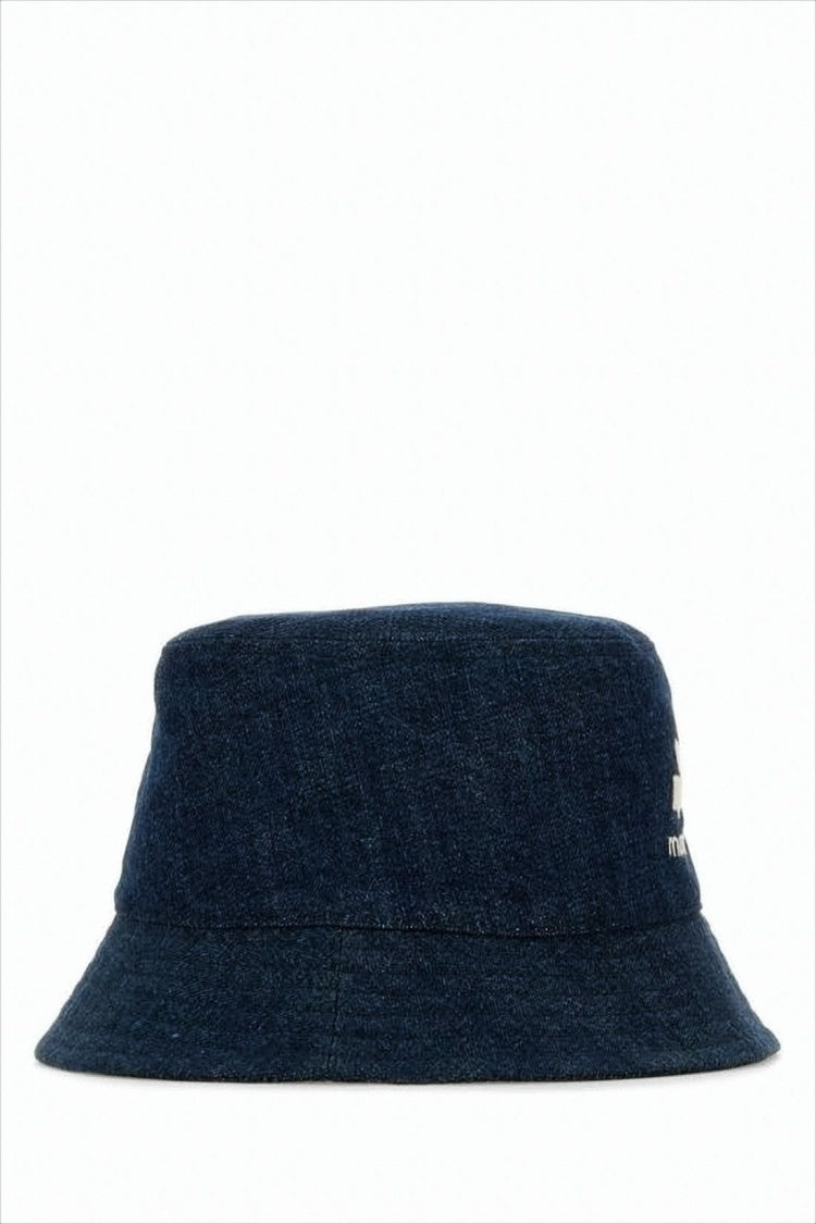 Isabel Marant Textured Indigo Bucket Hat With Embroidered Logo