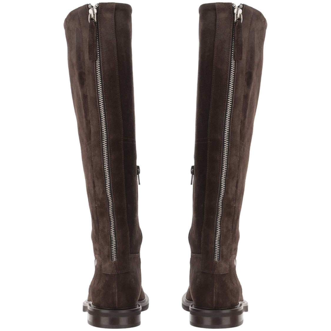 Poeve Dark Brown Tall Suede Rounded Toe Boots