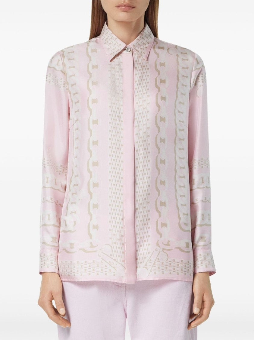 Versace Light Pink Shirt With Classic Collar And Buttoned Cuffs