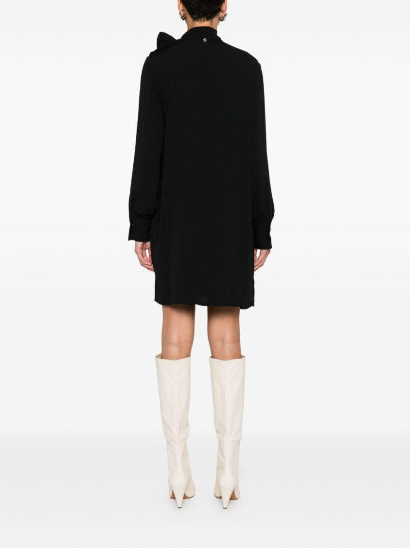 Liu Jo Black Mini Dress With Tied Bow Detail