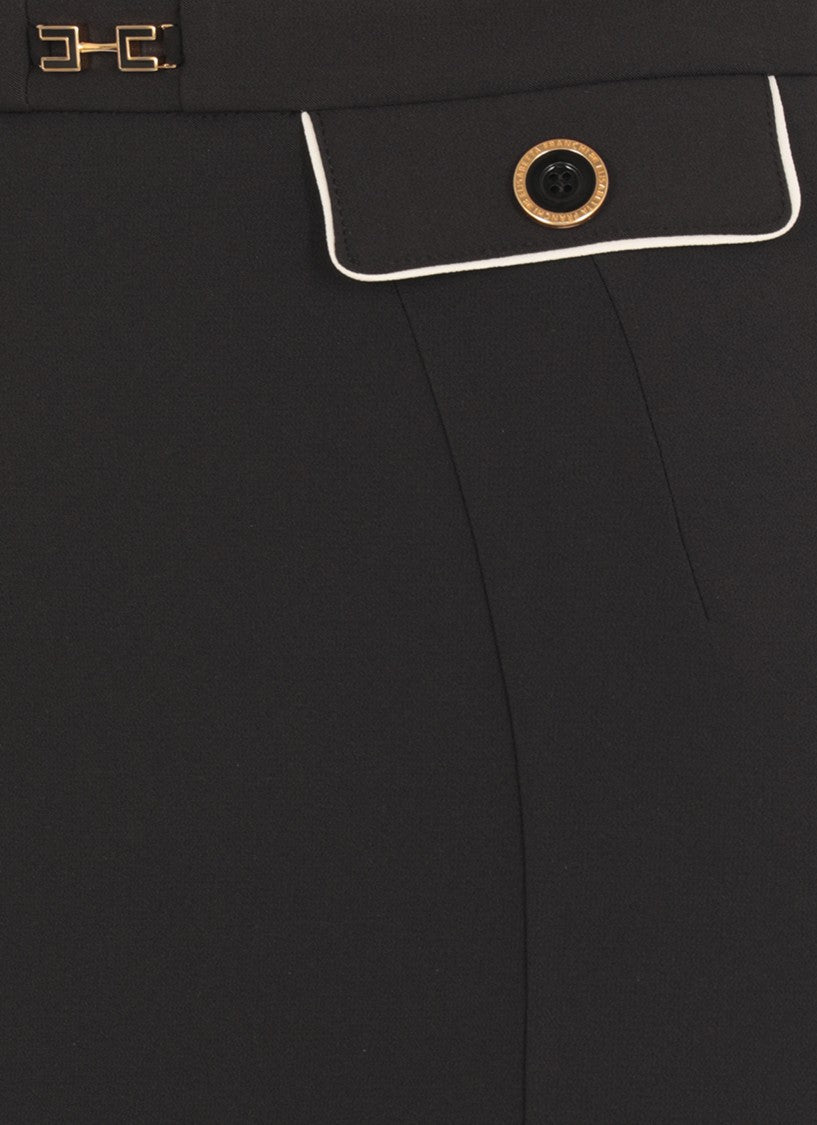 Elisabetta Franchi Black Crepe Skirt