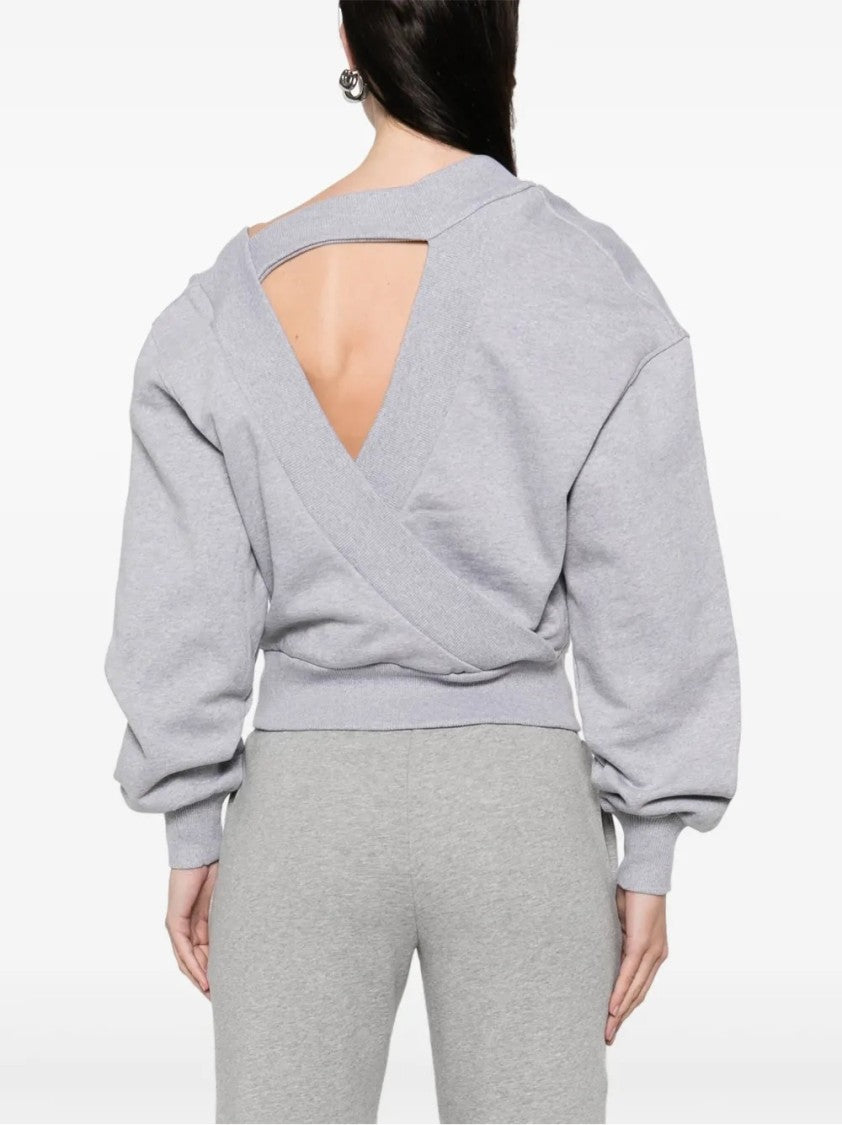 The Attico One-Shoulder Cropped Sweatshirt With Open Back