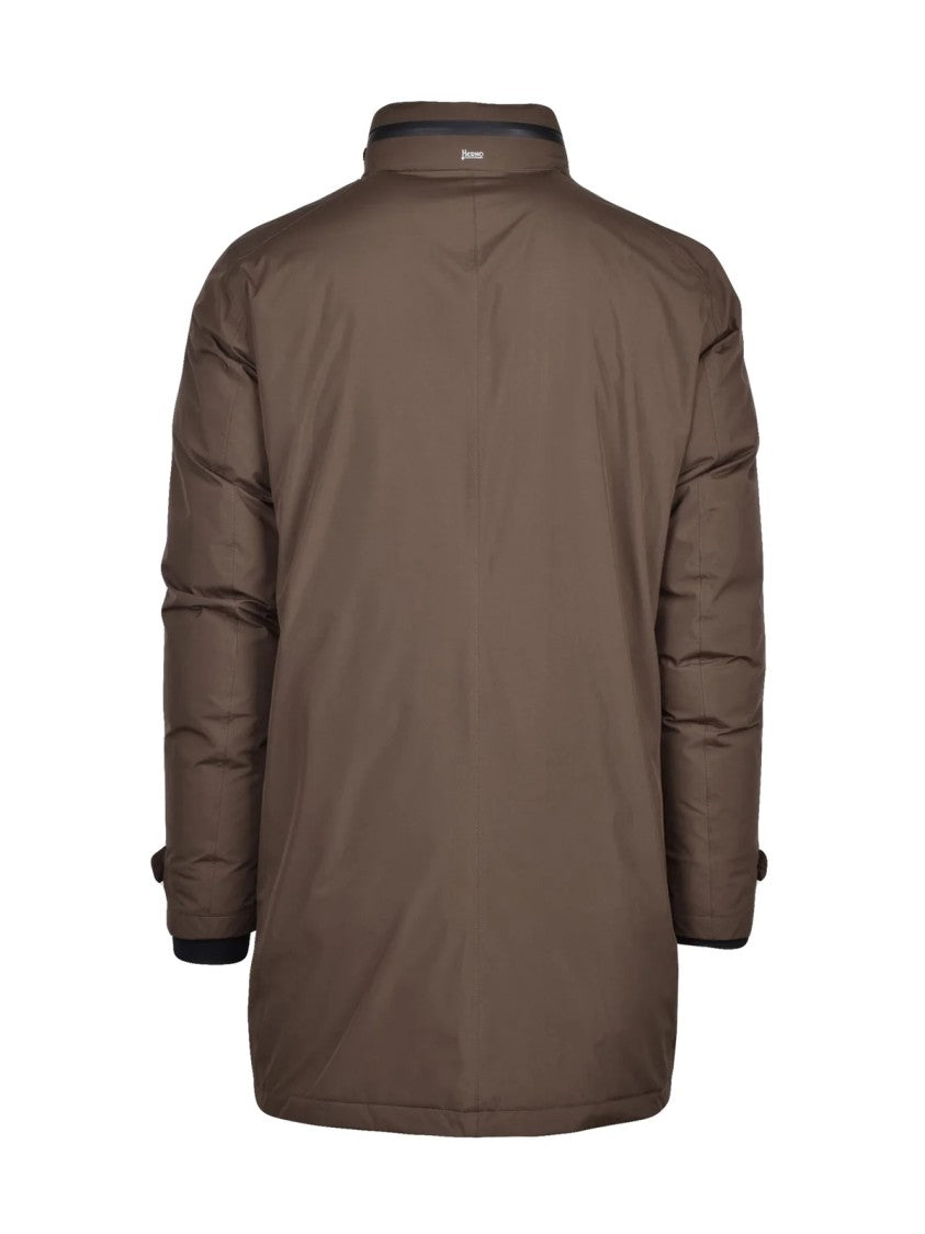 Herno Jacket With Concealed Hood And Minimalist Design
