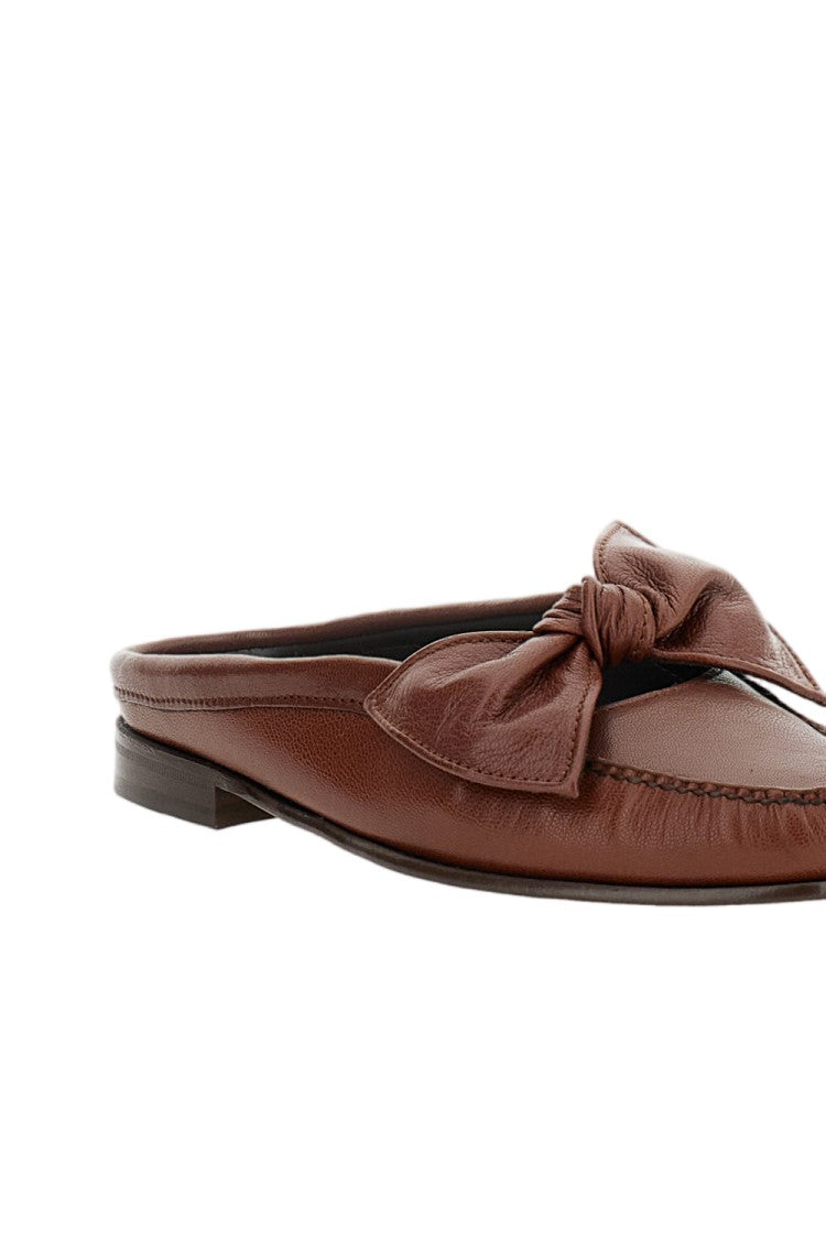 Hereu Lambskin Mule Shoes With Bow Detail And Rubber Sole