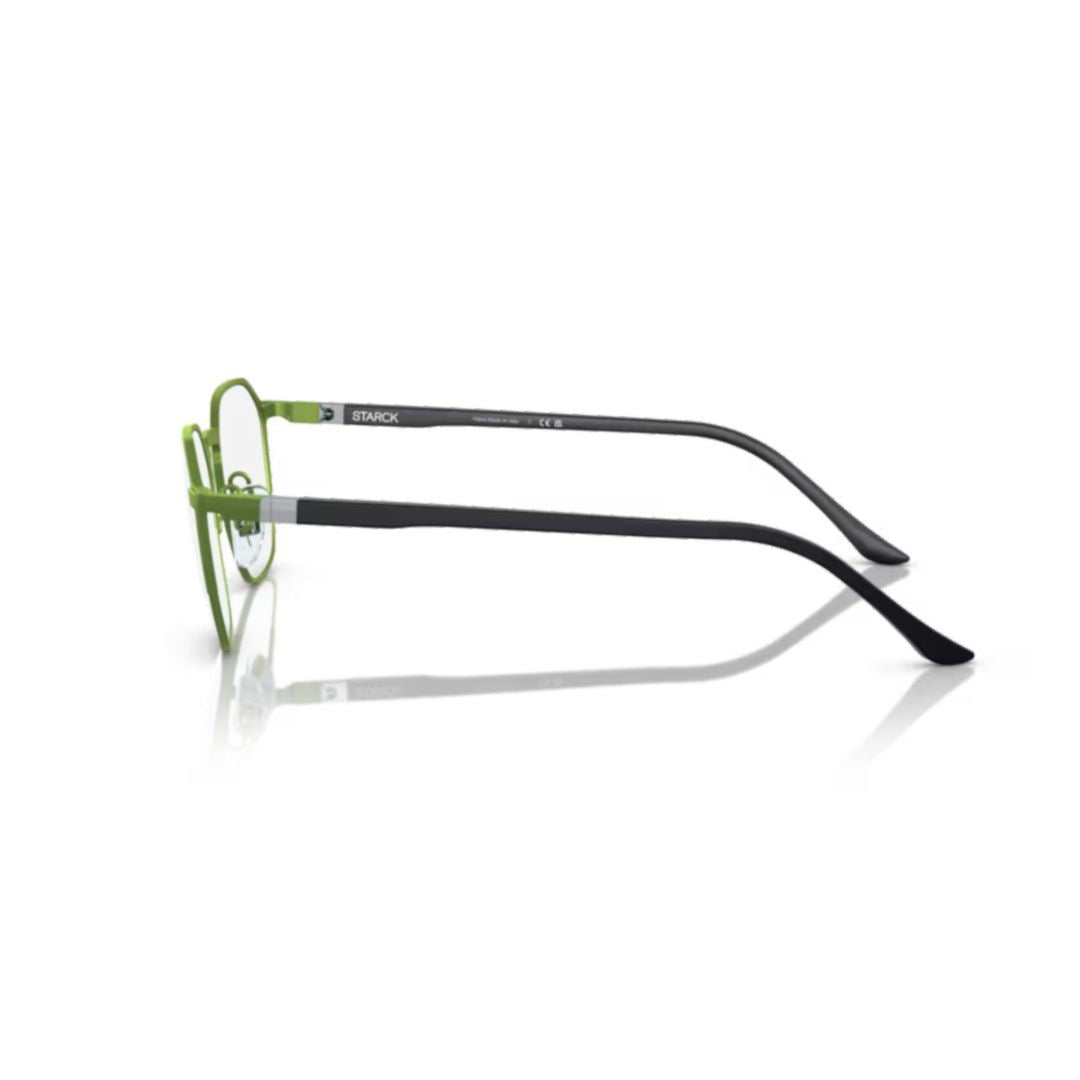 Starck 2076 Vista Geometric Olive Green Metal Frame Eyeglasses