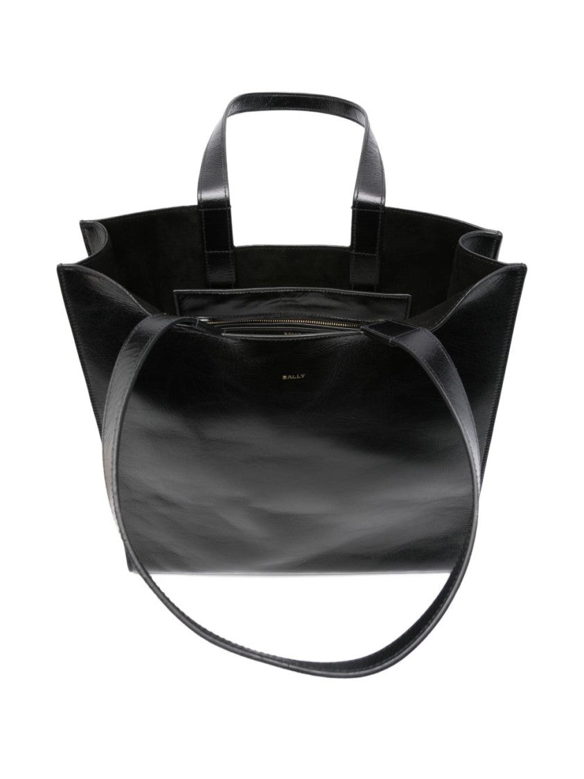Bally Rectangular Black Calf Leather Tote Bag