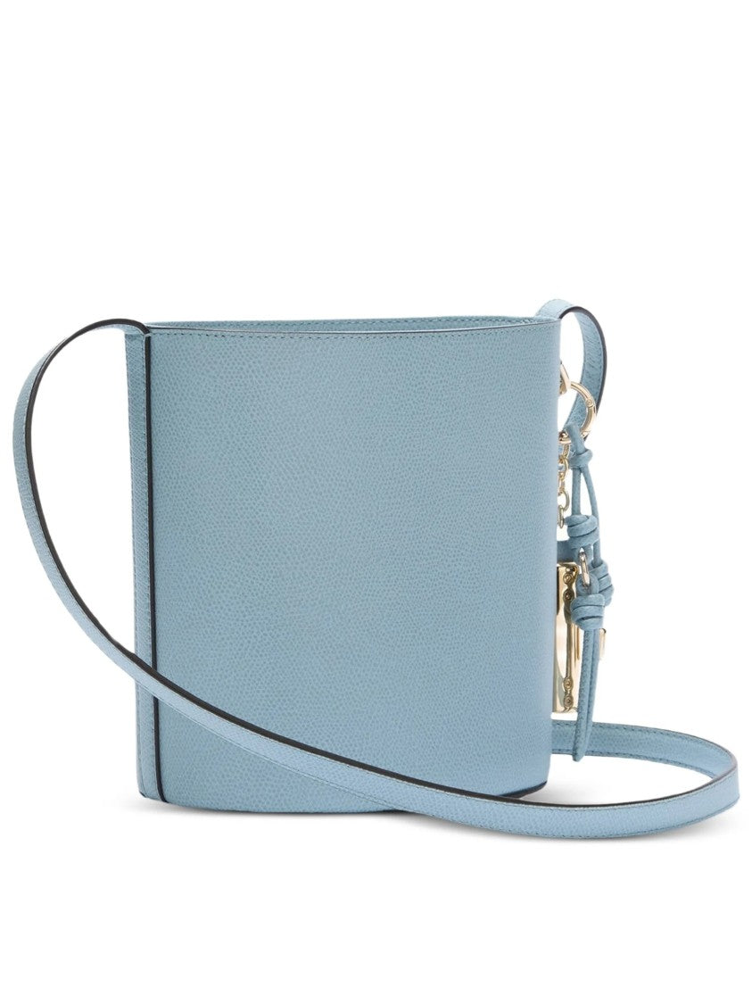 Furla Roxie Bucket Structured Soft Blue Leather Bag