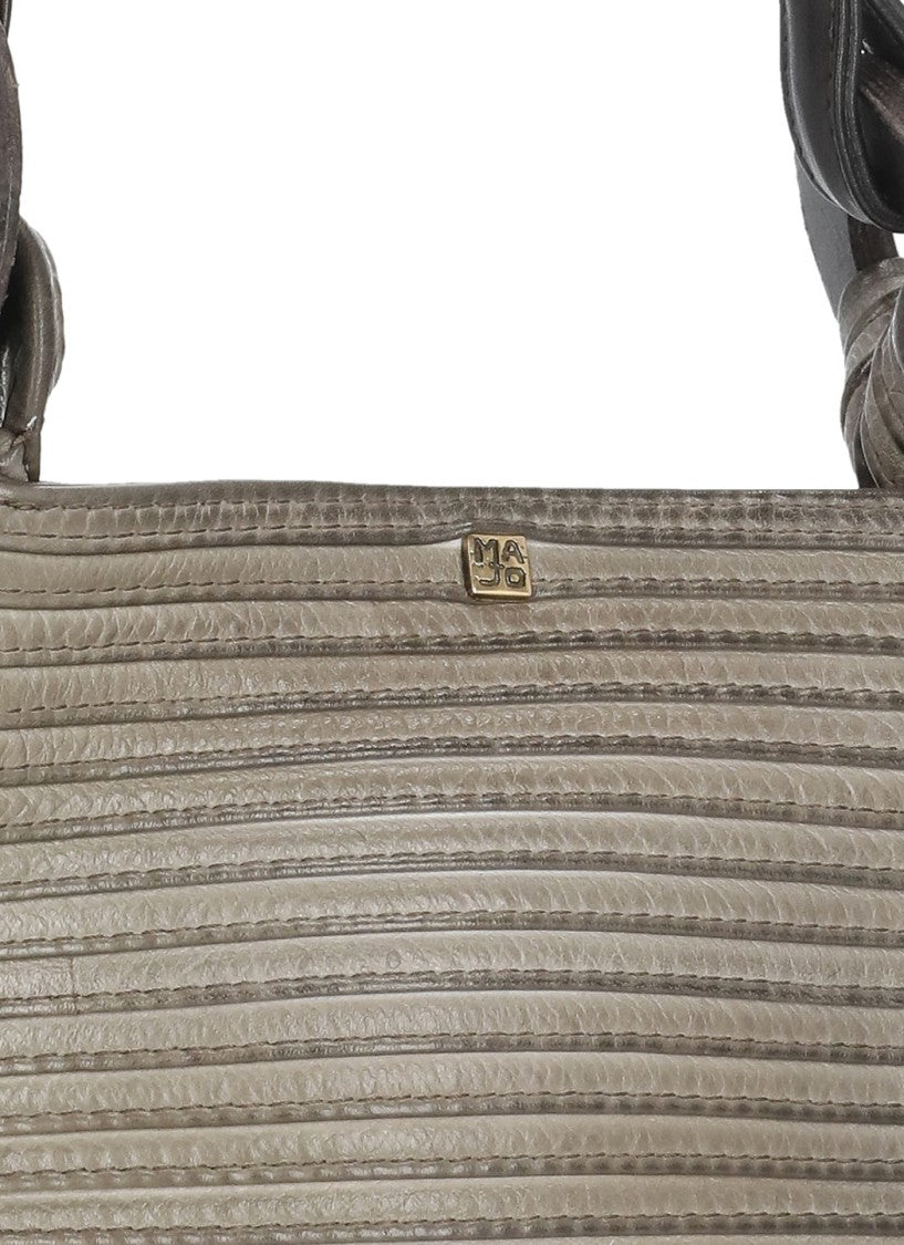 Majo Structured Leather Handbag With Ribbed Texture