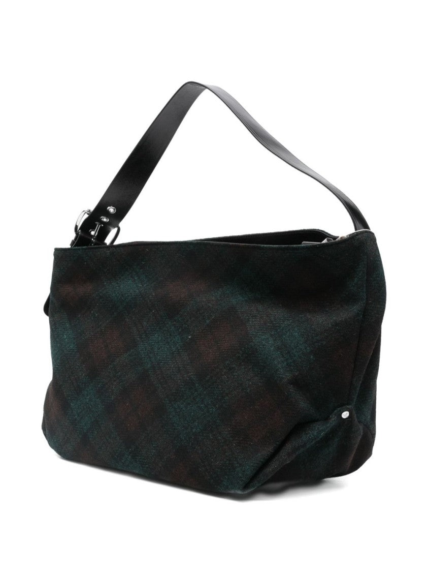 Vivienne Westwood Crescent Shape Shoulder Bag In Dark Tartan Plaid