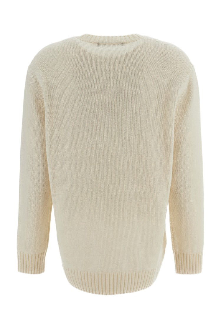 Ralph Lauren Collection White Holiday Polo Bear Cashmere Crewneck Sweater