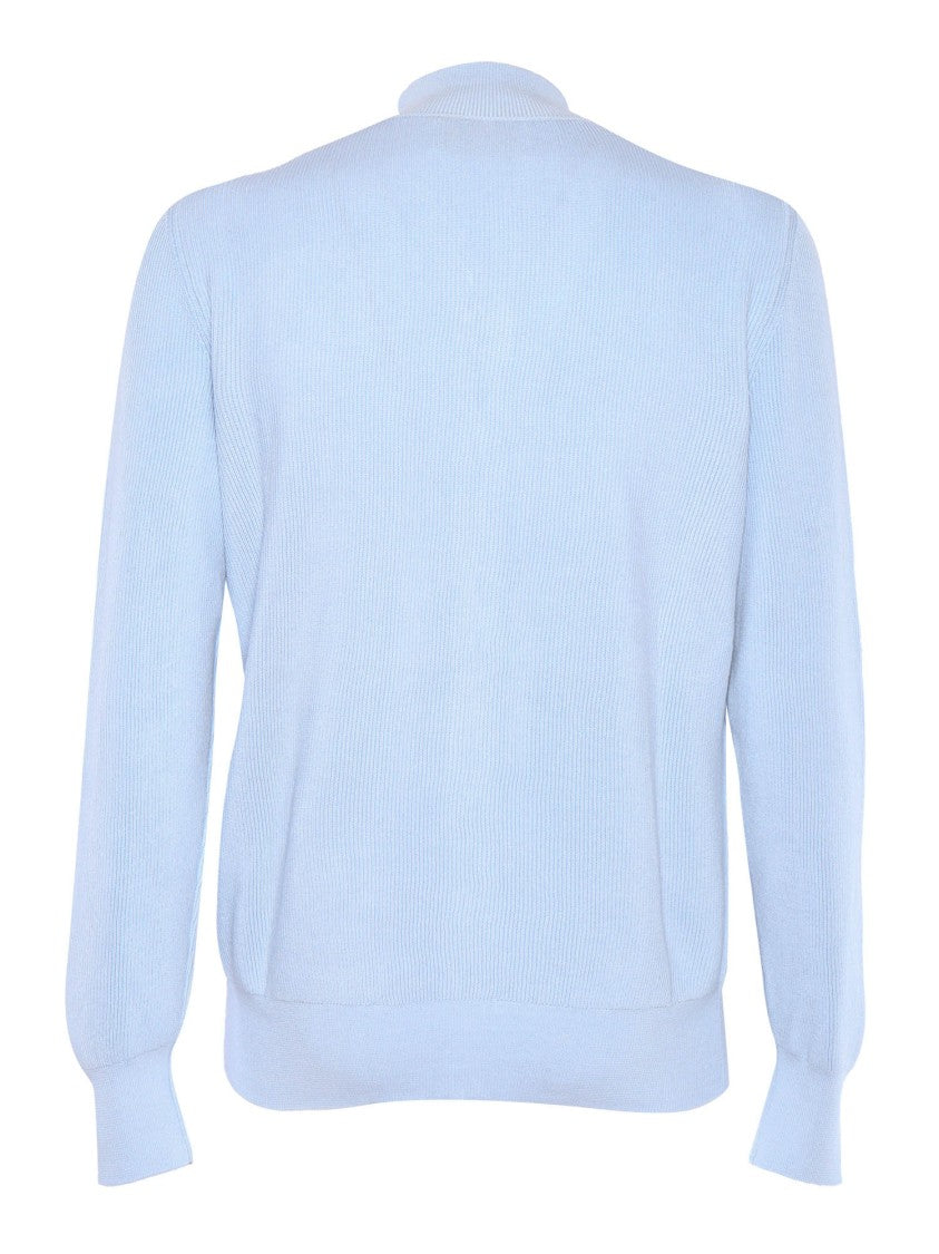 Ballantyne Full Zip Cotton Pullover With Ribbed Texture