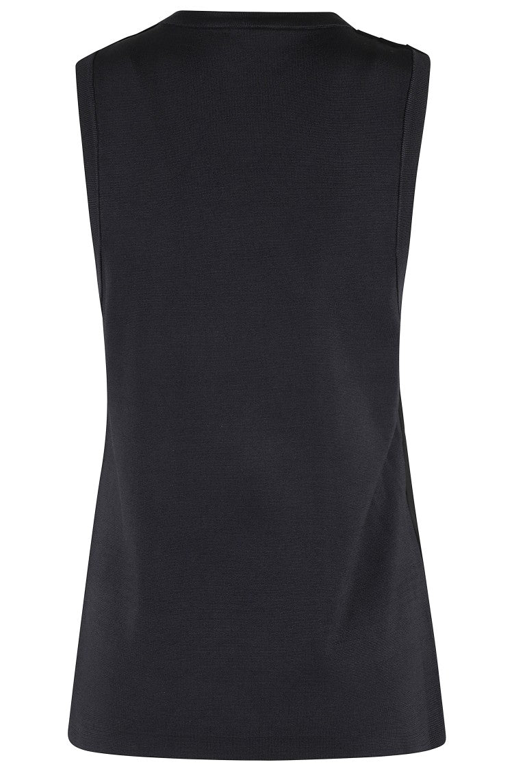 Simkhai Crossover Neckline Satin-Finish Top With Textured Knit Back