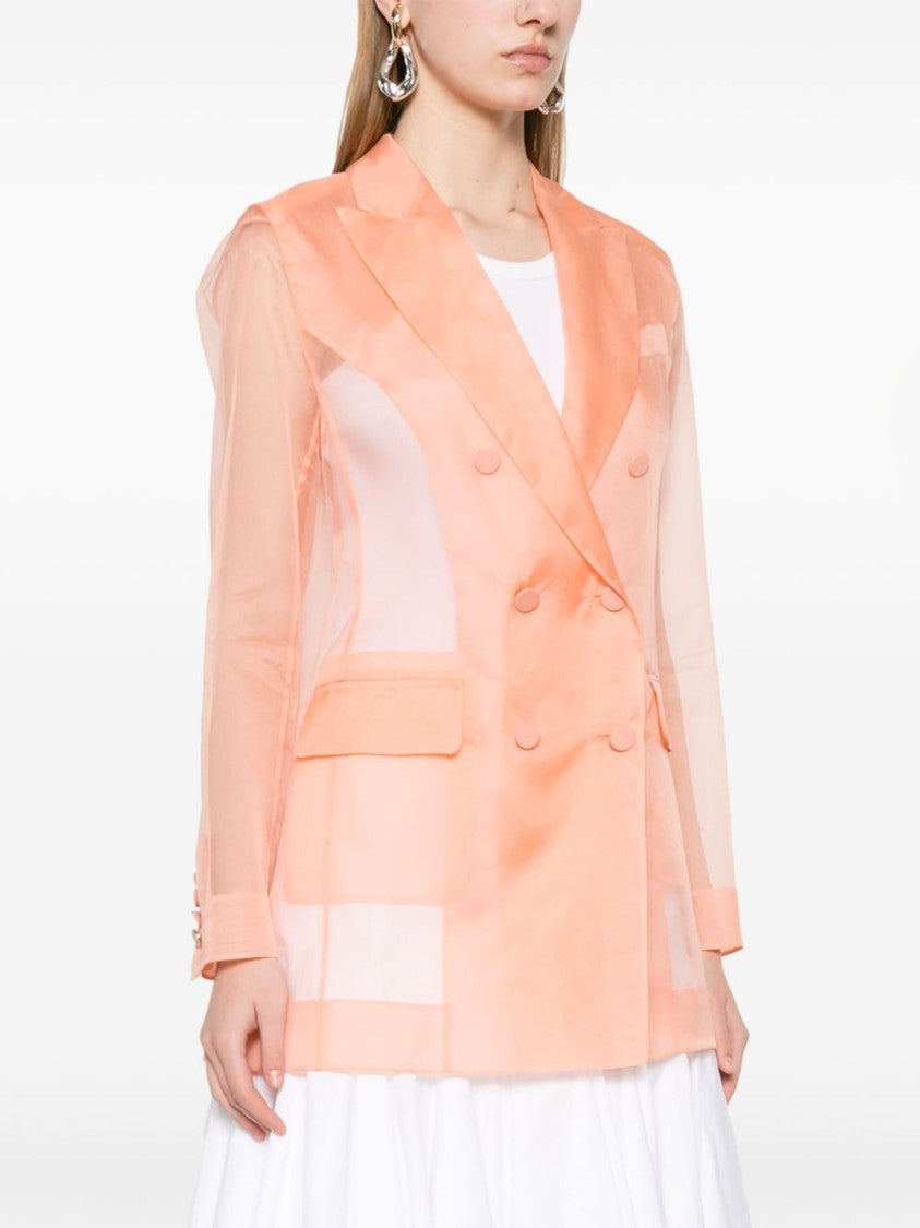 Max Mara Double-Breasted Coral Pink Jacket With Tailored Silhouette