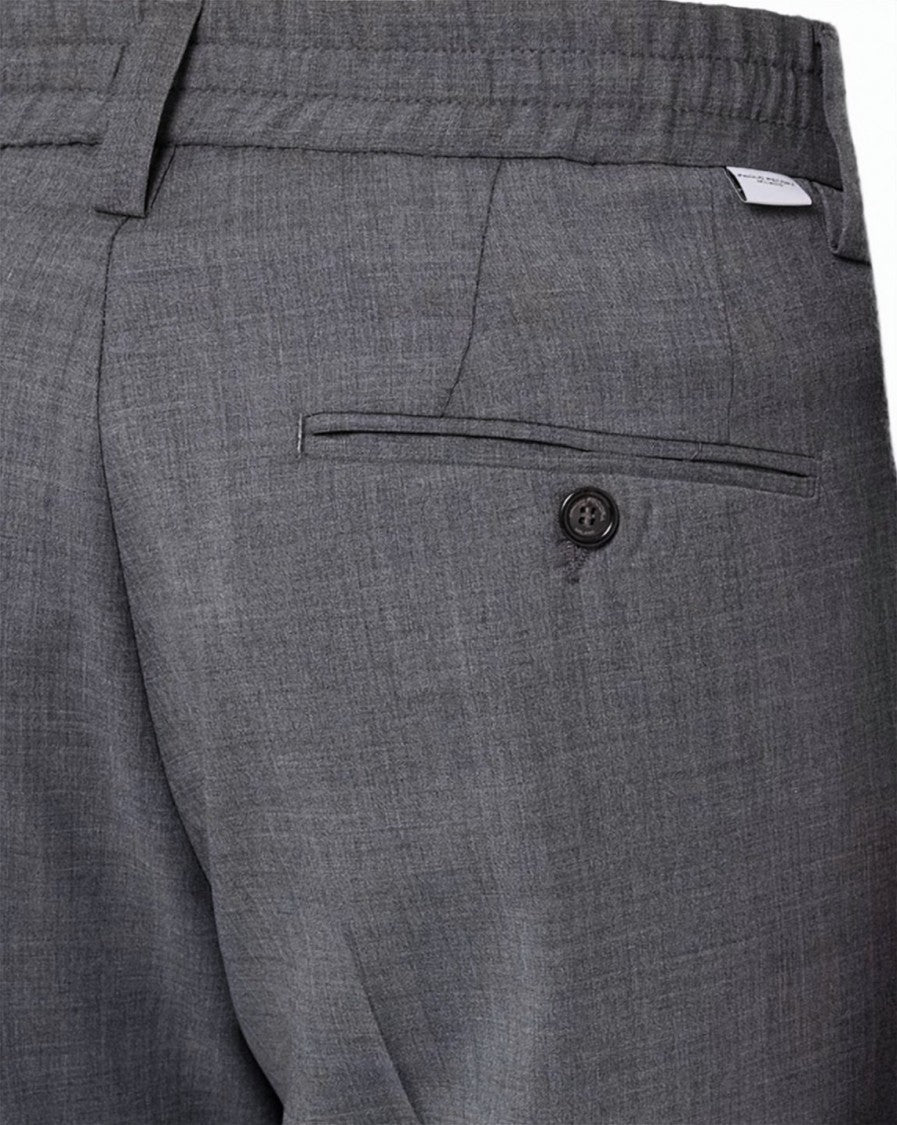 Paolo Pecora Pleated Fresco Wool Drawstring Tailored Pants