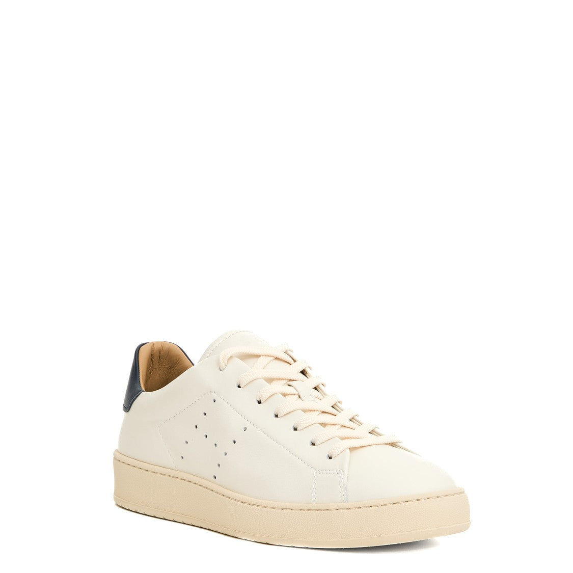 Hogan Cassetta Pelle Bianco Sneakers With Contrasting Blue Spoiler