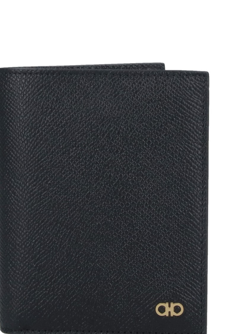Ferragamo "Gancini" Compact Wallet – Black