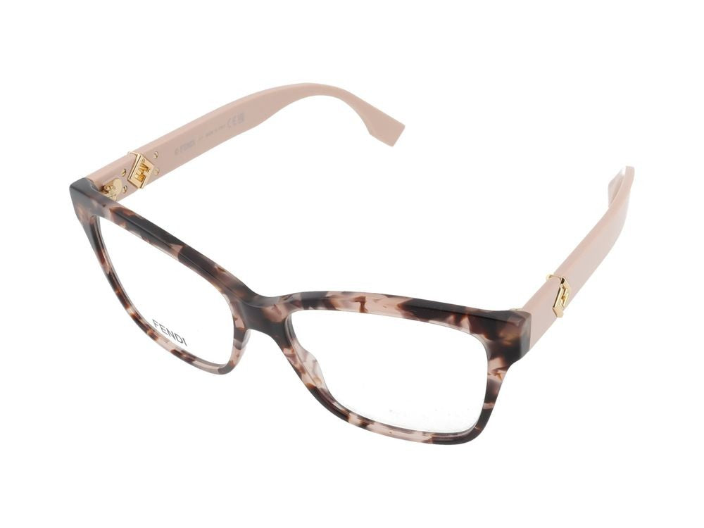 Maison Fendi Oversized Tortoiseshell Geometric Emblem Eyeglasses