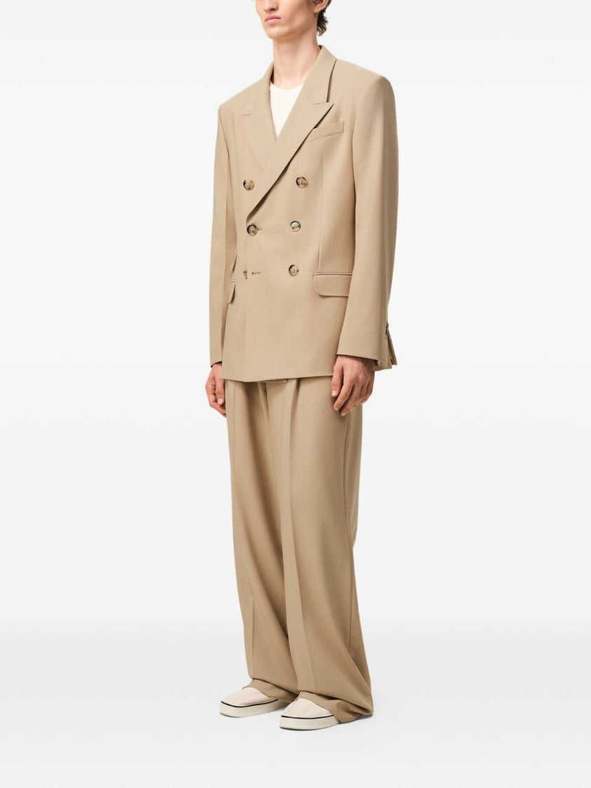 Ami Paris Beige Horn Buttons Wool Blazer