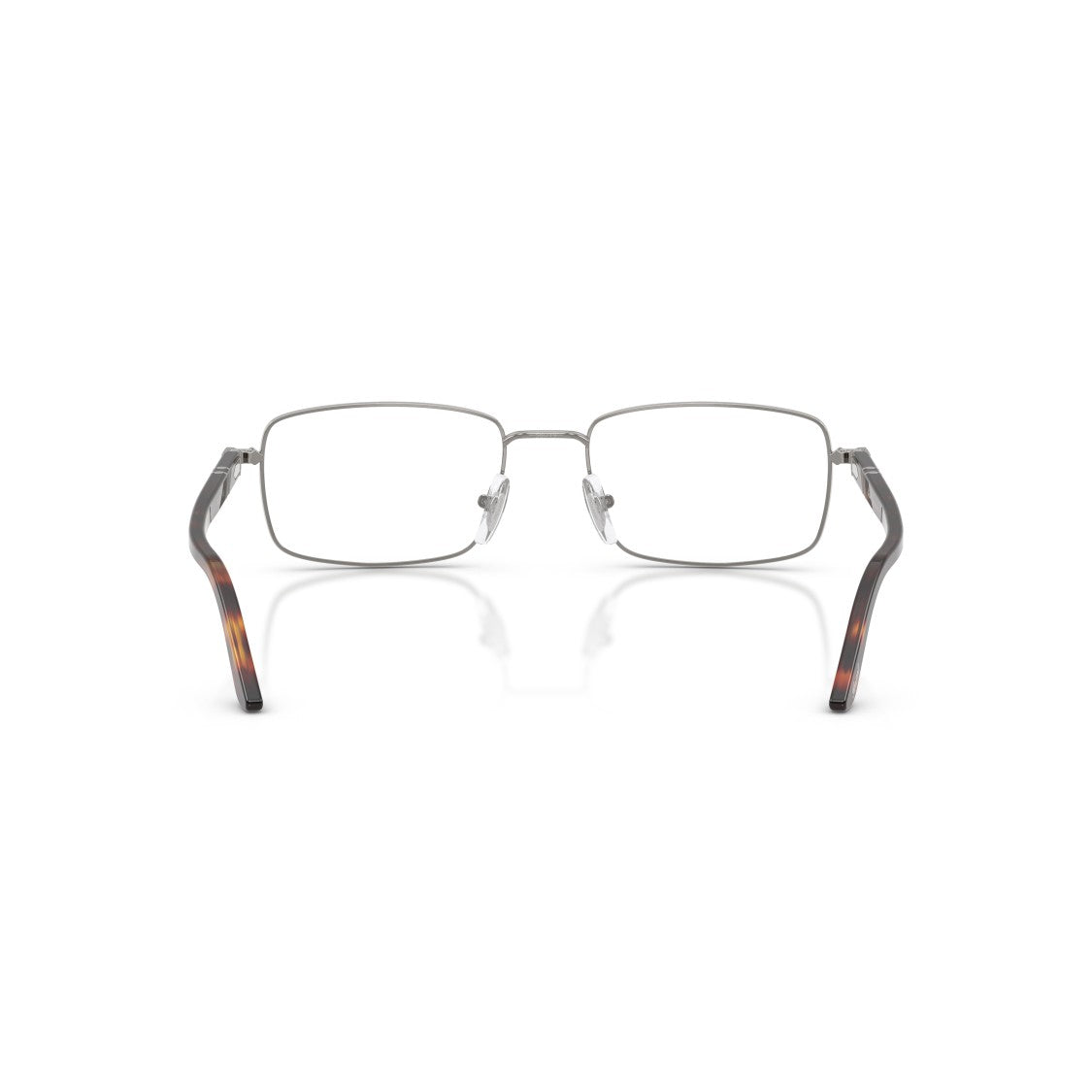 Persol Rectangular Metal Frame Eyeglasses With Tortoiseshell Accents