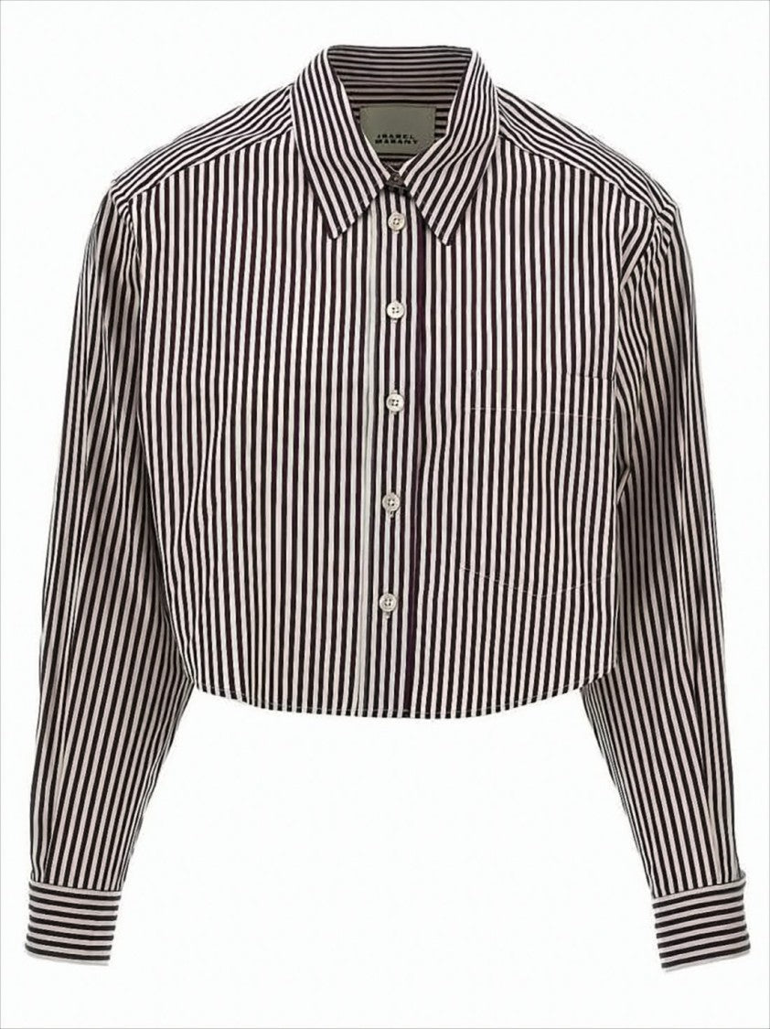 Isabel Marant Cropped Striped Button-Down Shirt With Classic Collar