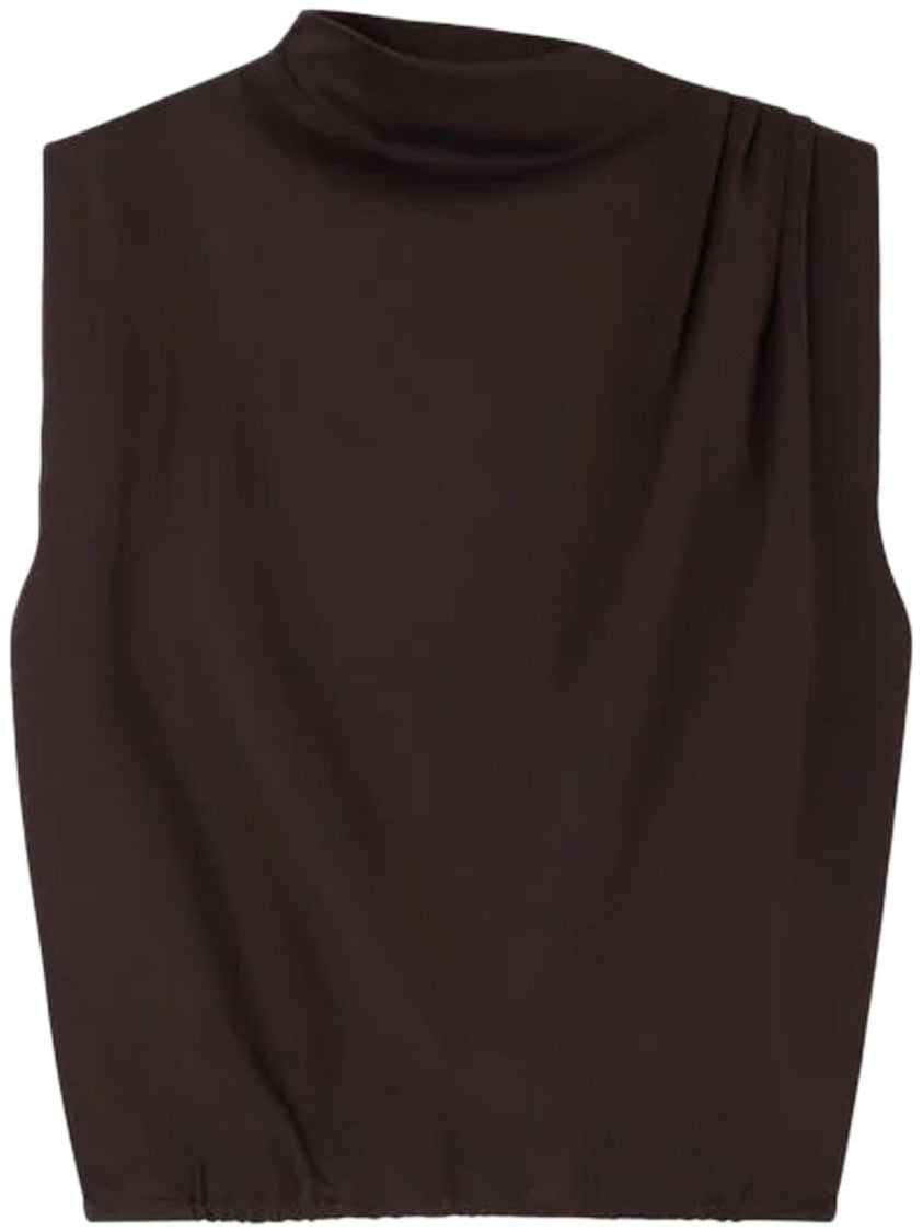 Soeur High Neck Sleeveless Top With Draped Fit