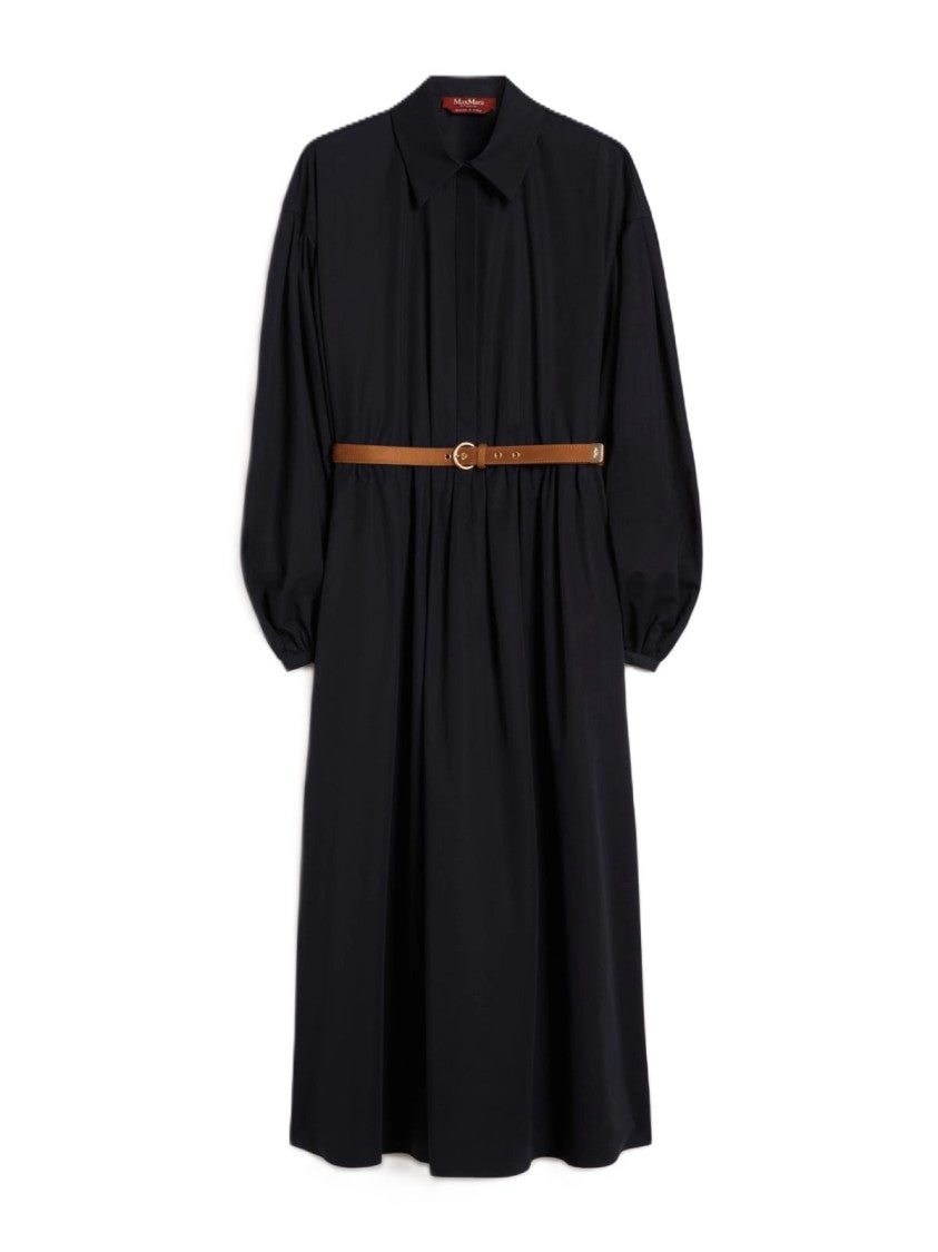 Max Mara Midi Dress With Puff Sleeves And Cinched Waist