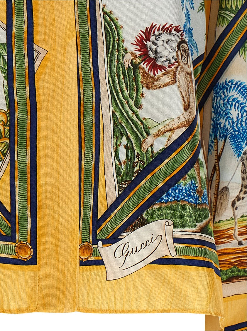 Gucci Vibrant Landscape Print Silk Twill Shirt