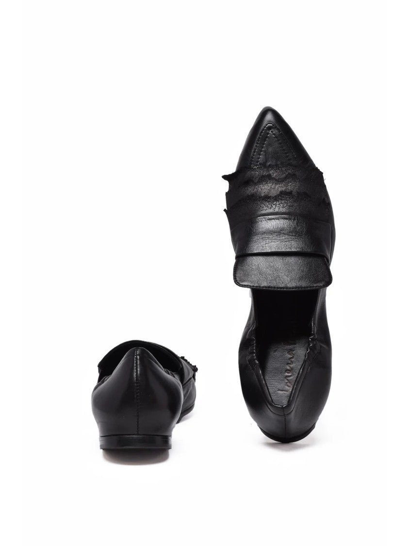 Lorena Paggi Black Leather Pointed Flats