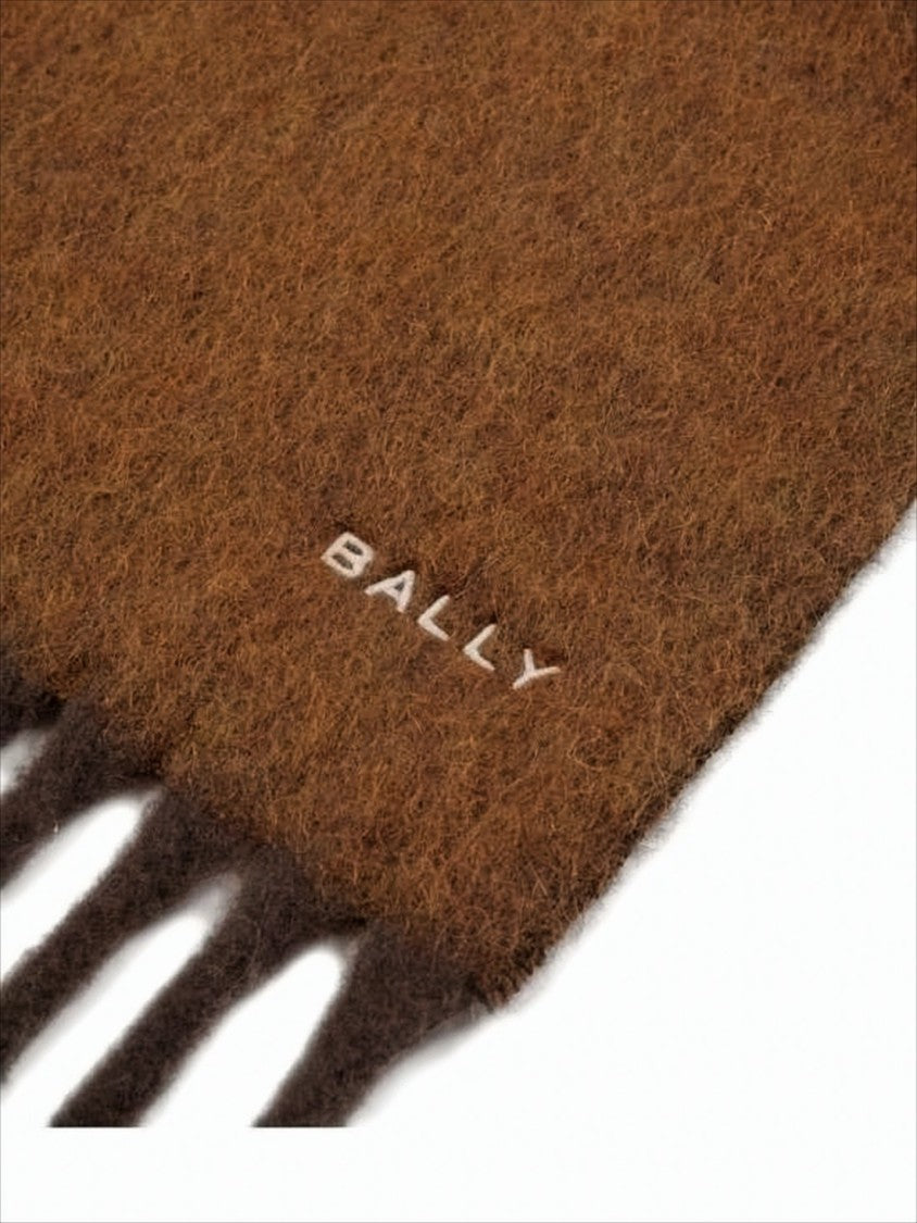 Bally Two-Tone Fringed Scarf With Embroidered Logo