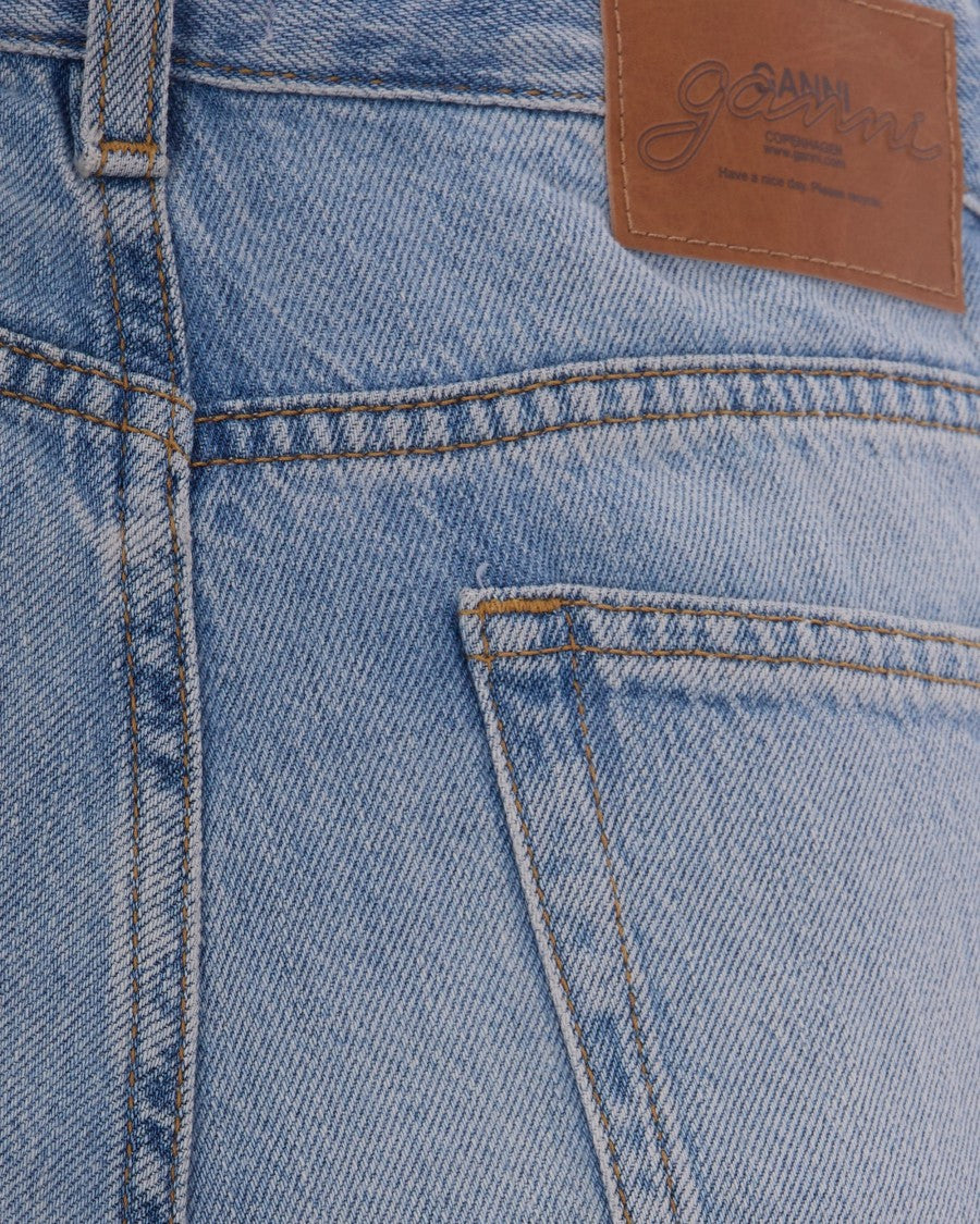 Ganni Light Blue Vintage Wide-Leg Jeans With Five-Pocket Design