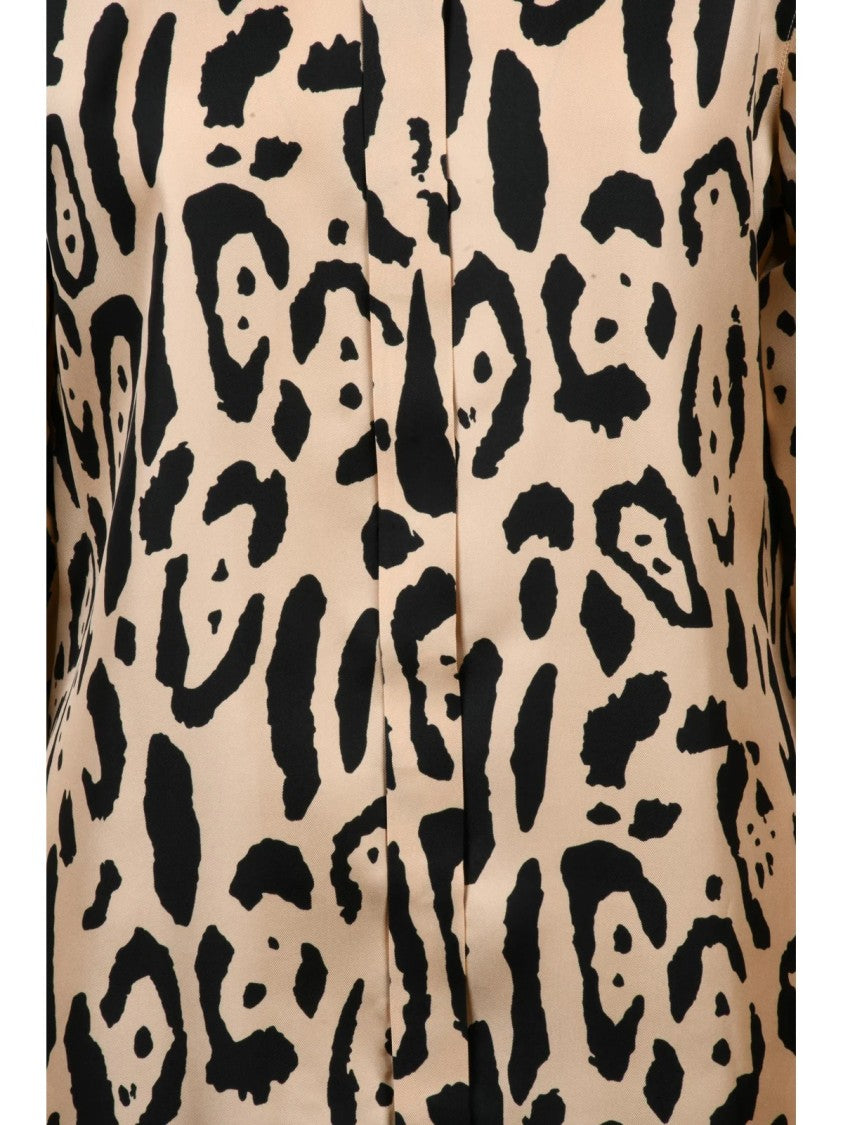 Sportmax Fluid Silk Shirt With Abstract Animal Pattern