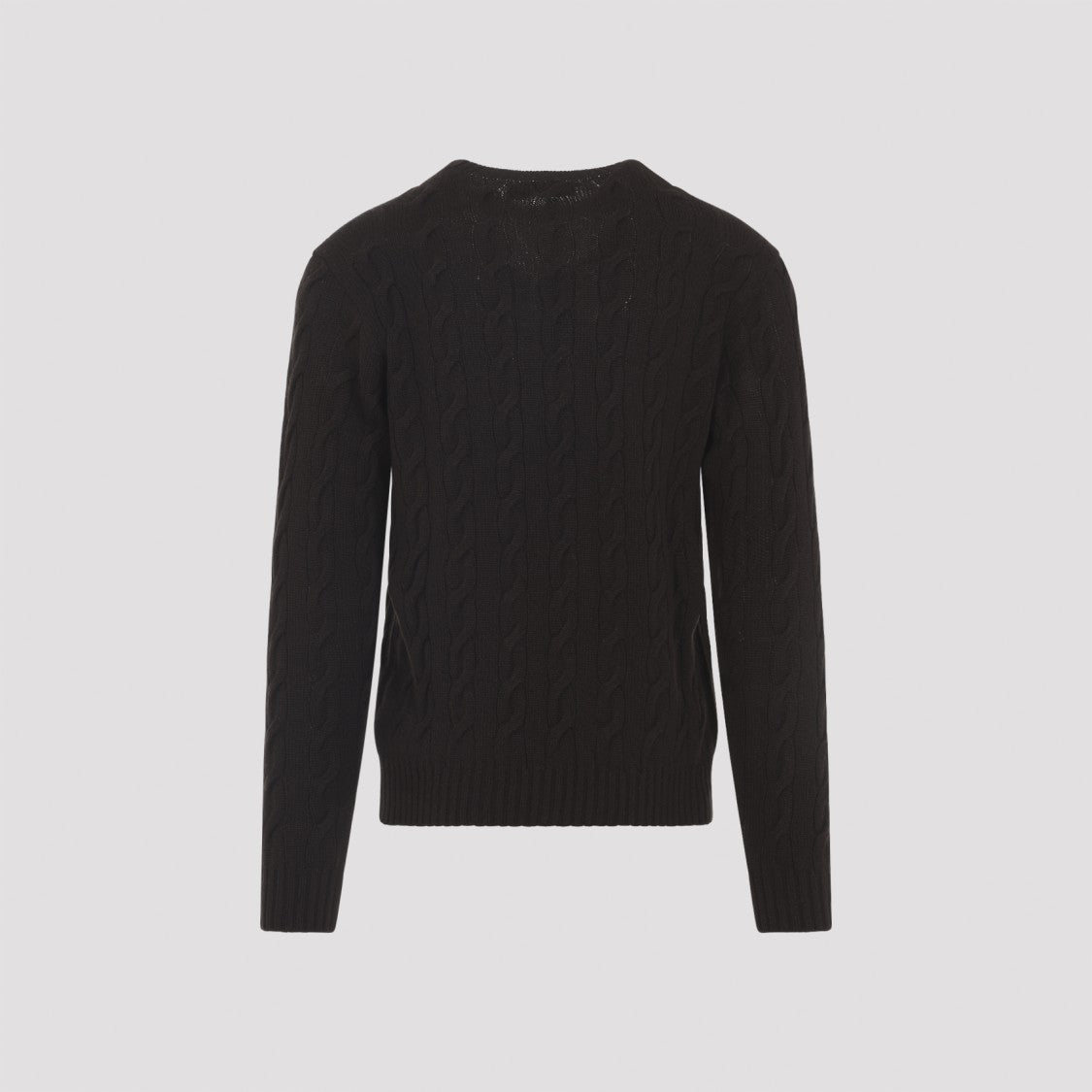 Ralph Lauren X Purple Label Cable Knit Cashmere Pullover With Crew Neck And Ribbed Edges