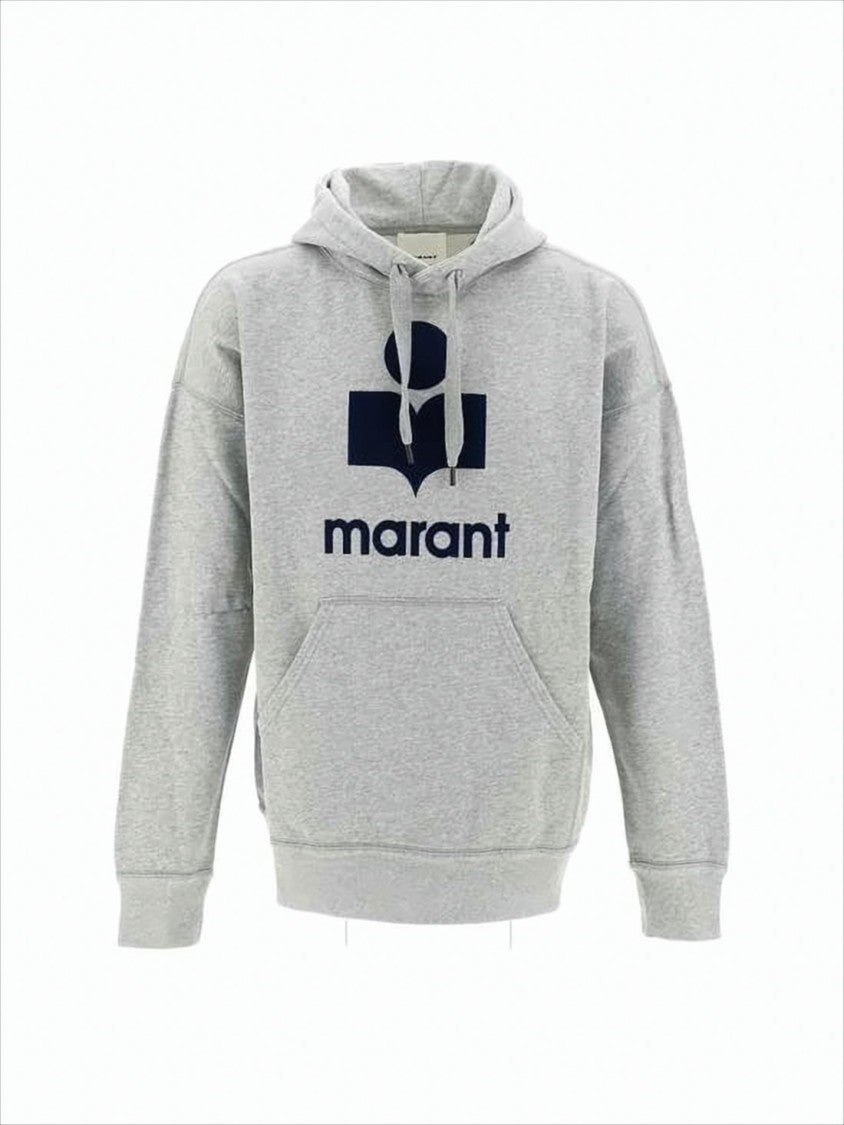 Isabel Marant Heathered Grey Hoodie With Contrasting Logo