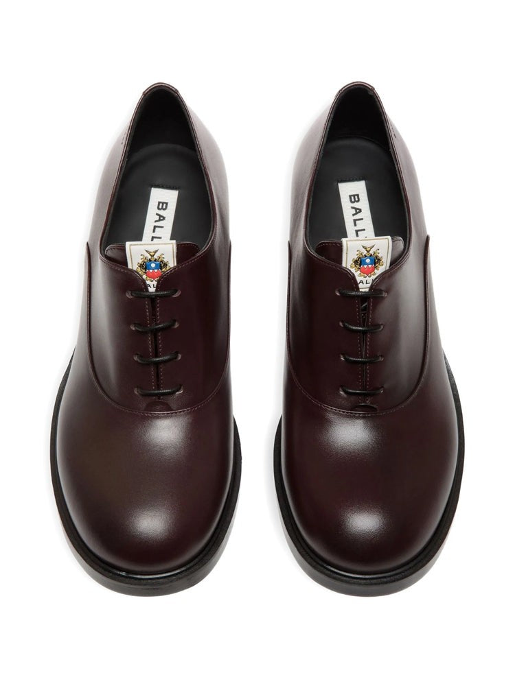Bally Brown Polished Leather Lace-Up Loafers