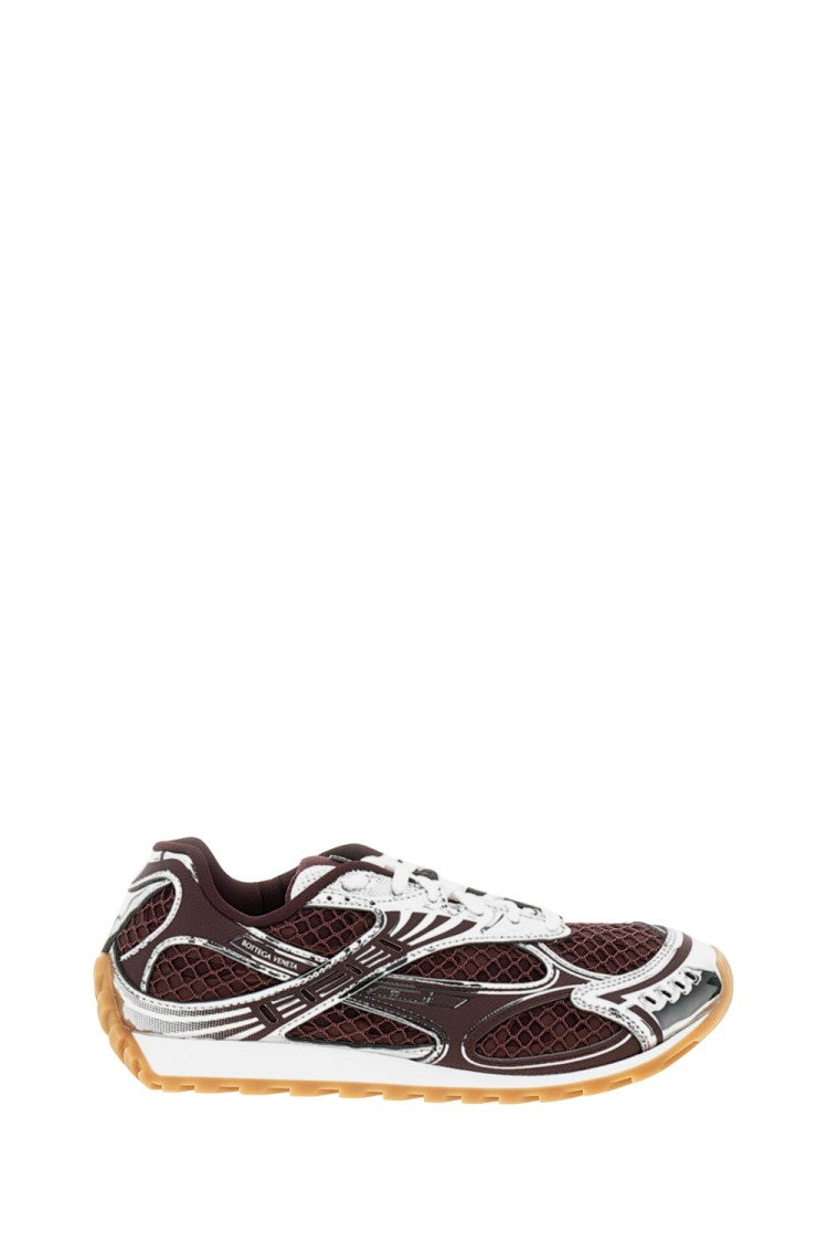 Bottega Veneta Red Silver Orbit Technical Fabric Sneakers