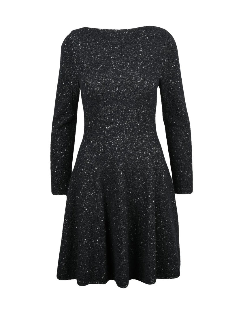 Valenti Black Sparkling Knit Wool-Blend Mini Dress