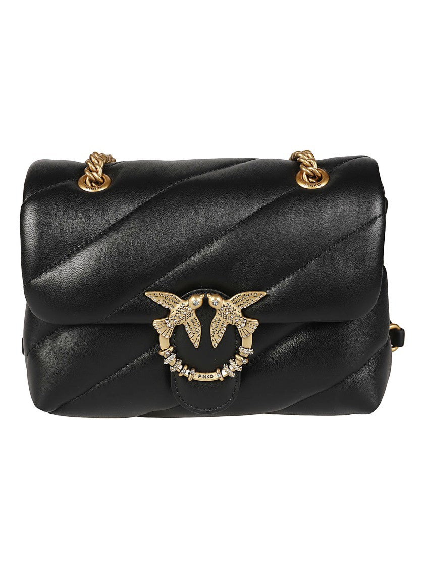 Pinko Puff Mini New Buckle Quilted Sheepskin Shoulder Bag