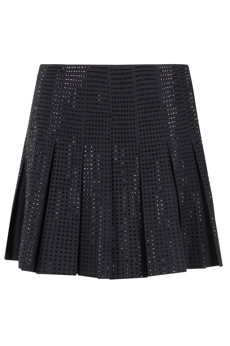 Pinko Mini Flared Skirt With Rhinestone Embellishments