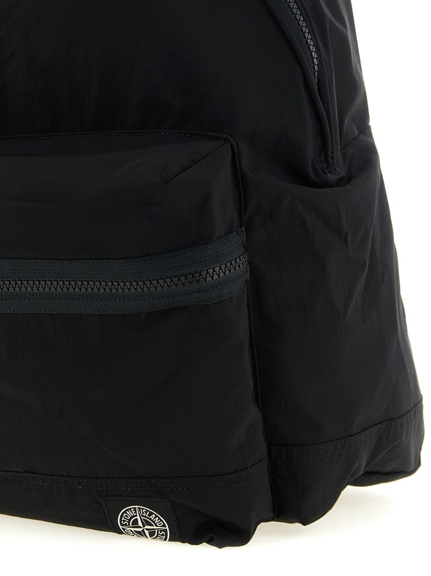 Stone Island Wrinkled-Effect Nylon Metal Backpack With Logo Patch