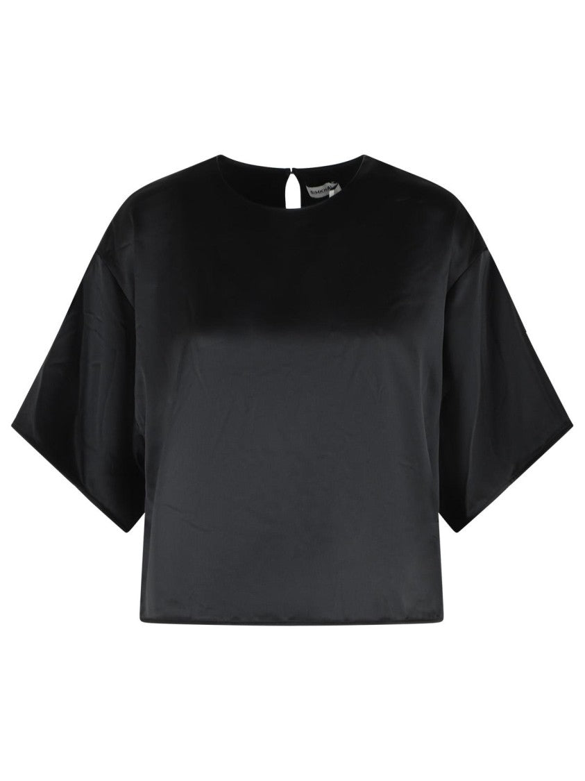 Simkhai Loose Fit Black Acetate Blend Top With Crew Neckline