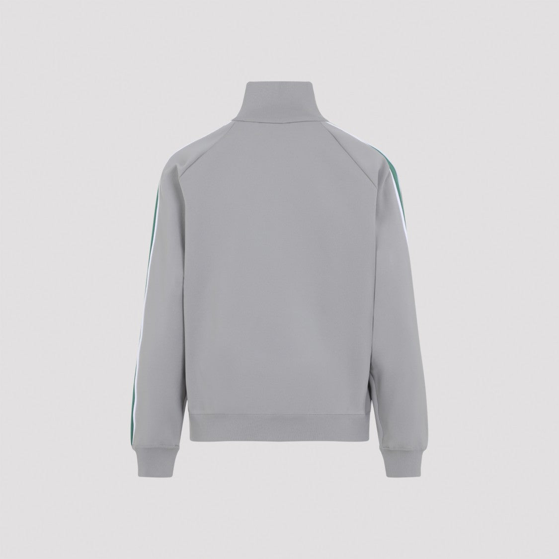Miu Miu High Collar Light Grey Jacket With Multicolor Stripes
