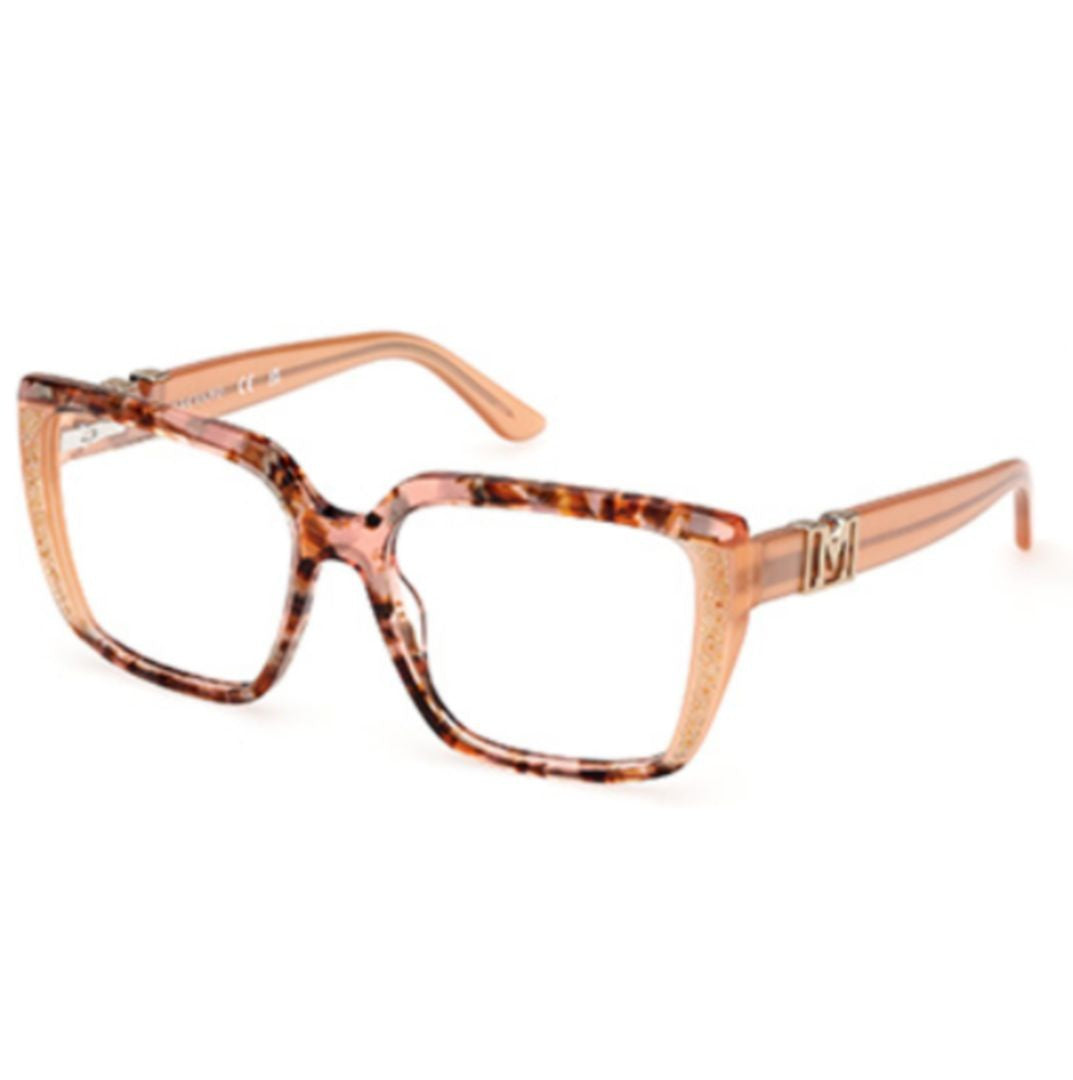 Guess By Marciano Gm50013 55044 Bold Oversized Square Tortoiseshell Sunglasses With Amber Temples